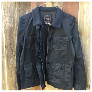 J. Crew Black Coated Utility Jacket Size M